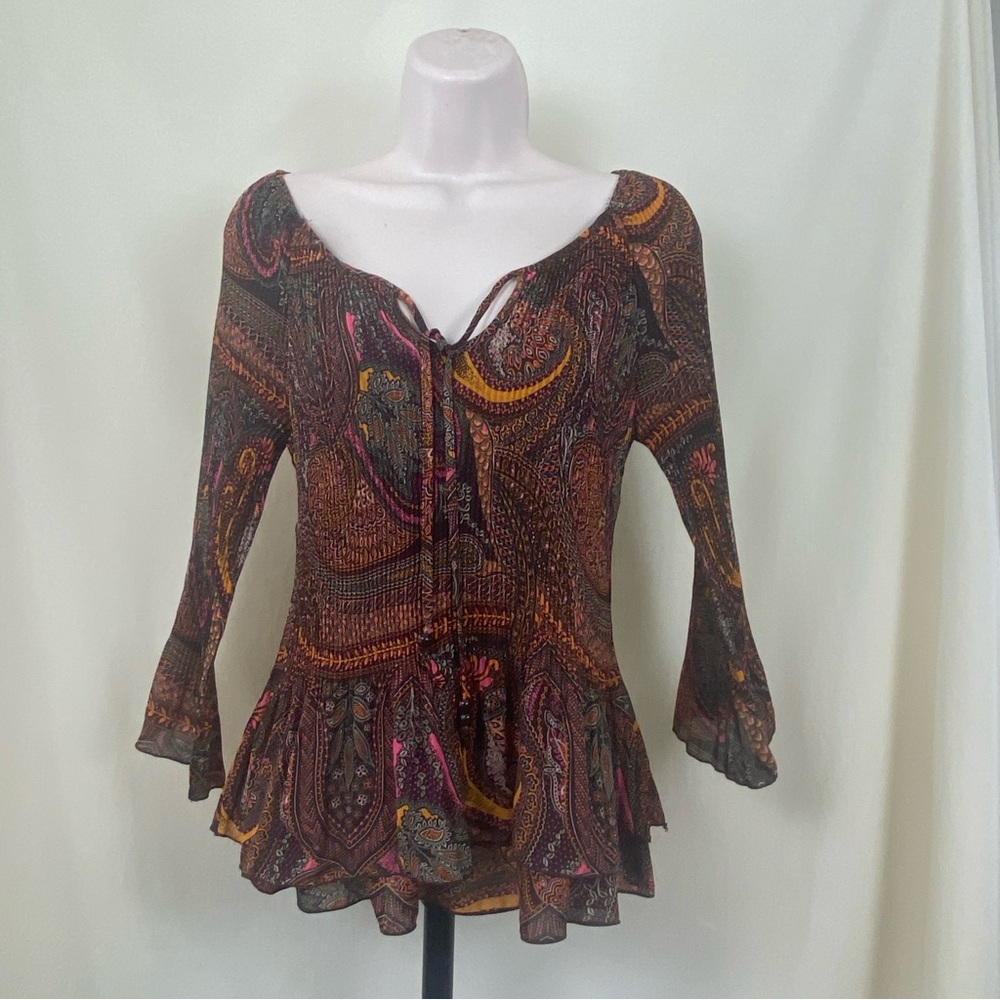 Signature by Larry Levine Paisley Pleated Crepe Fabric
